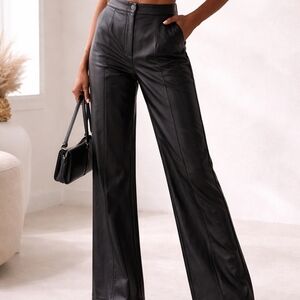🖤 Melloday Vegan Leather Wide Leg Pants